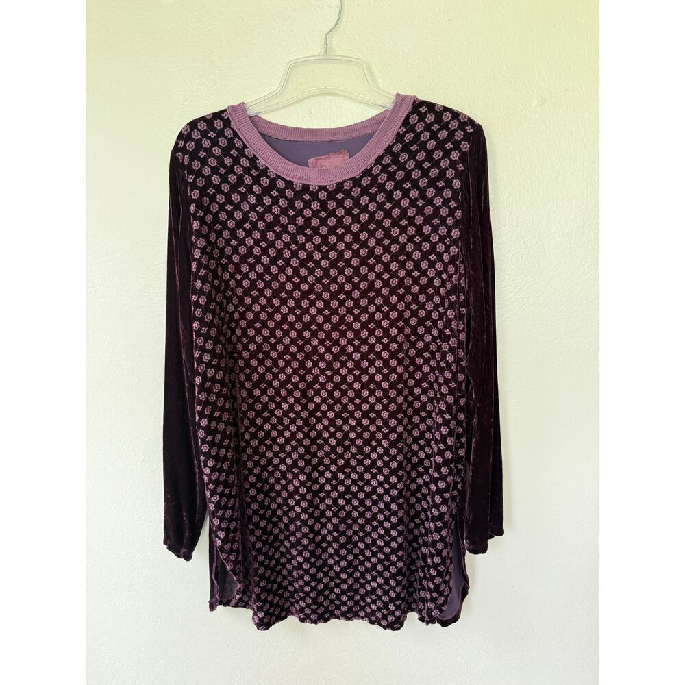 Johnny Was Peter & Greta Biya Large Purple eggplant Velvet Tunic Boho Longline - Picture 2 of 11